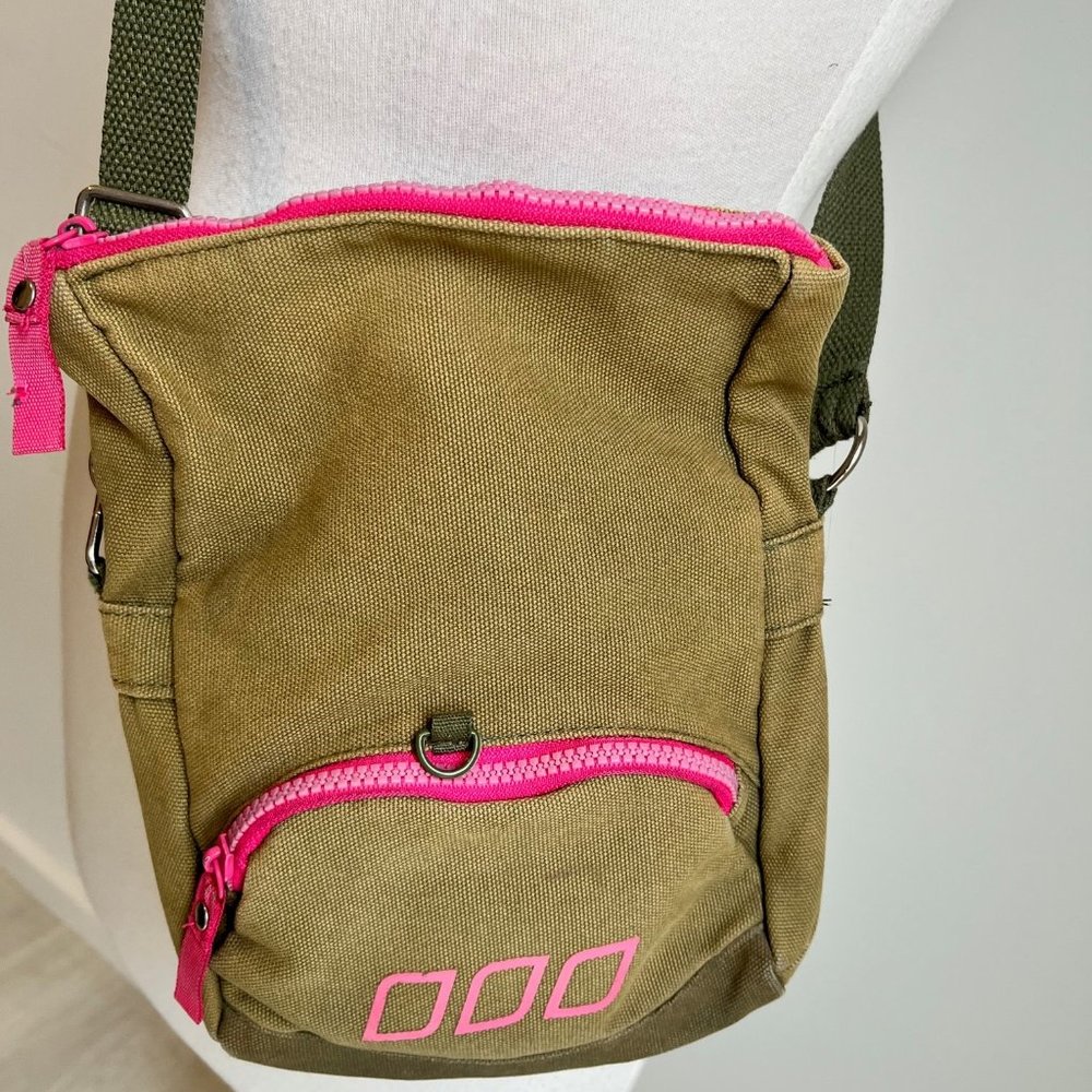 Lorna Jane Khaki Small Canvas Style Cross Body Bag w'  Long Strap - Picture 11 of 14